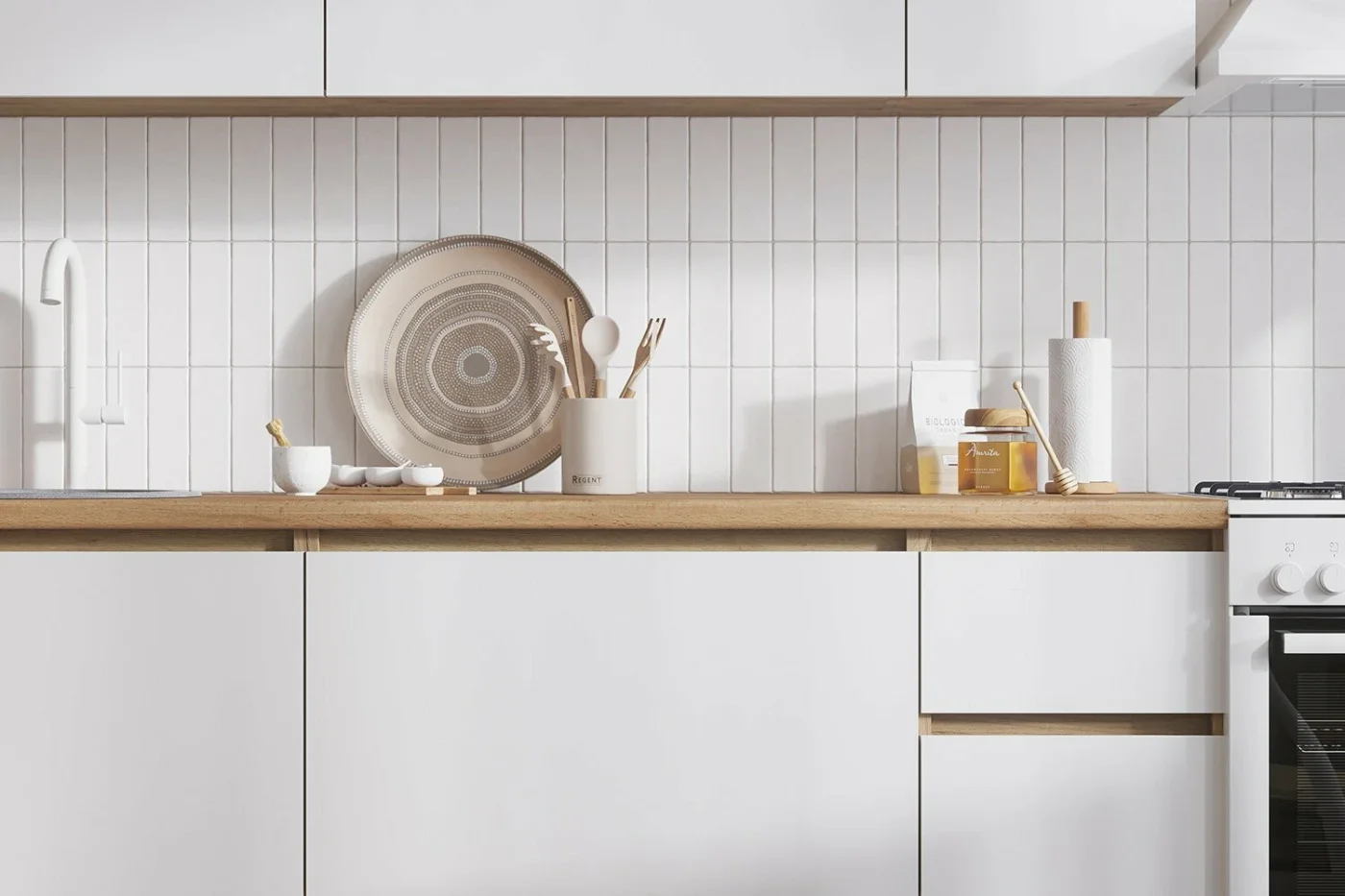 Кухонный гарнитур Hoff Хелен, 200х216,8х60, цвет дуб крафт золотой/белый шагрень/дуб вотан