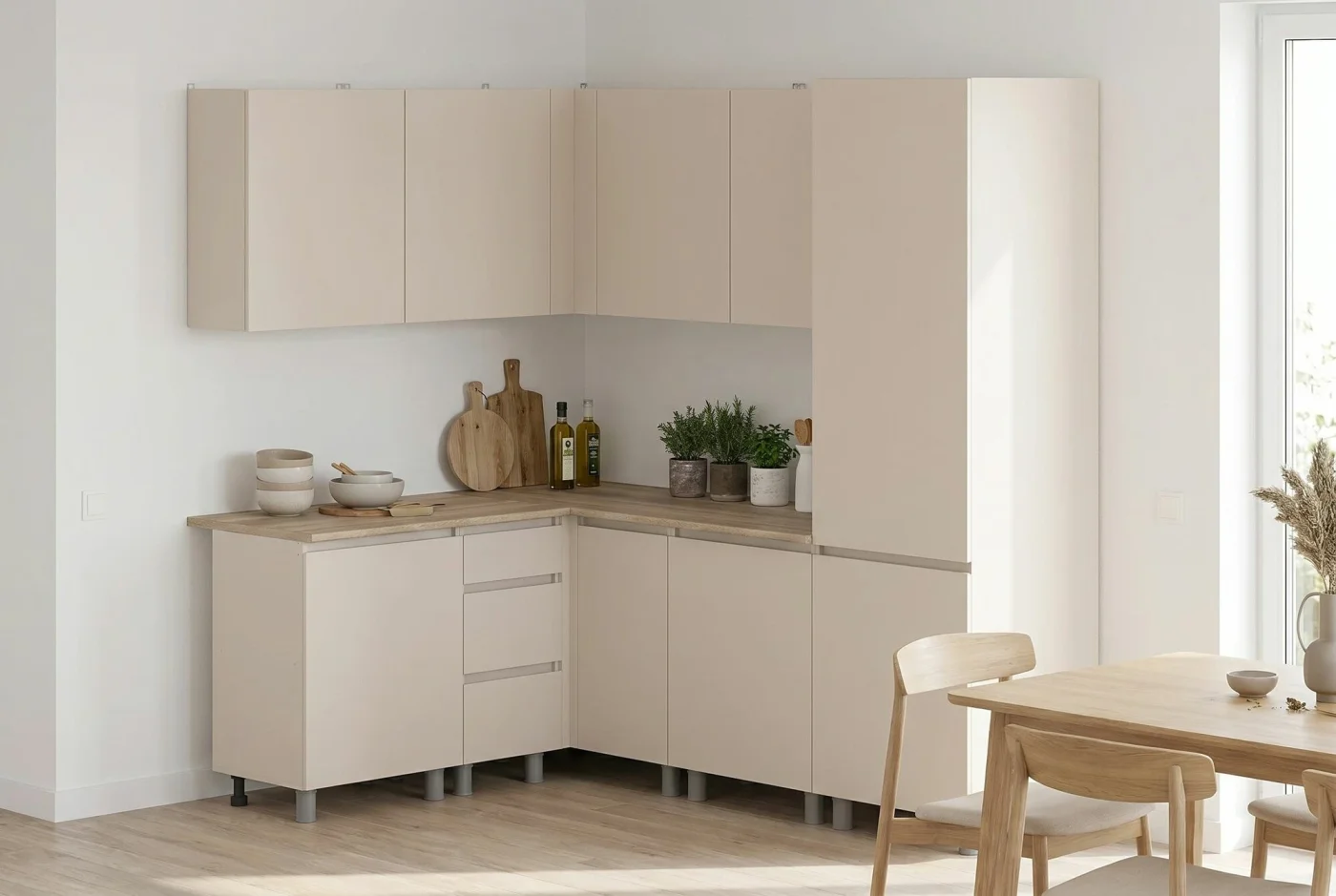 ARNIKA Кухонный гарнитур угловой "Рика" со столешницей 144х220 см, меланж